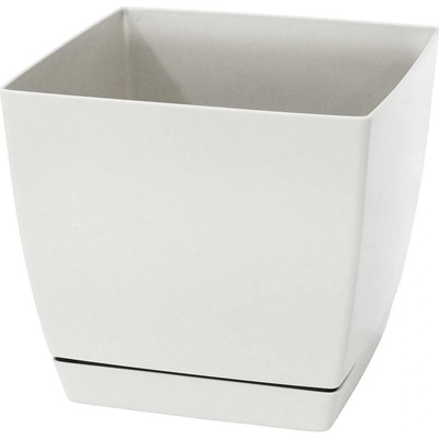 PlasticFuture Květináč Coubi Square s miskou bílý, 10 cm