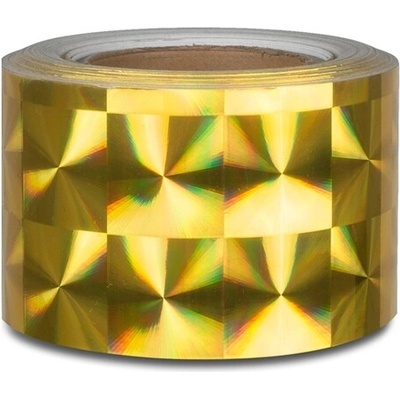 Hologramová samolepicí páska motiv 4 čtverce - šíře 10cm - zlatá