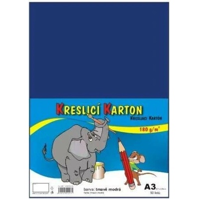 Karton kreslicí A3, 180 g, tmavý modrý, 50 ks