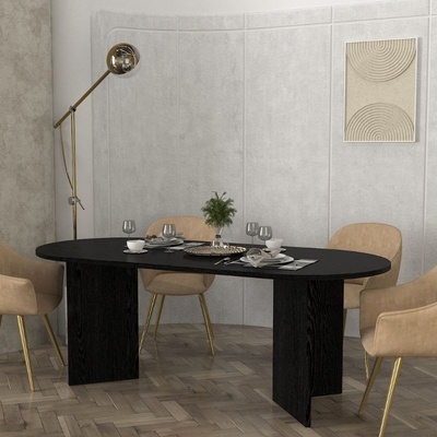 TopMebel Меламиново трапезарно маса Cortado в цвят сенкрон черен 200x90x74см