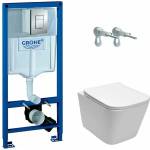 GROHE Комплект за окачена тоалетна чиния Rea, капак с плавно затваряне, казанче Grohe Rapid SL и хромиран бутон за активиране Grohe Skate Cosmopolitan (5902557329502+38772001)