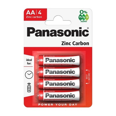 Panasonic Батерии Panasonic Zinc Carbon AA, 4 броя (R6R/4BPACK)