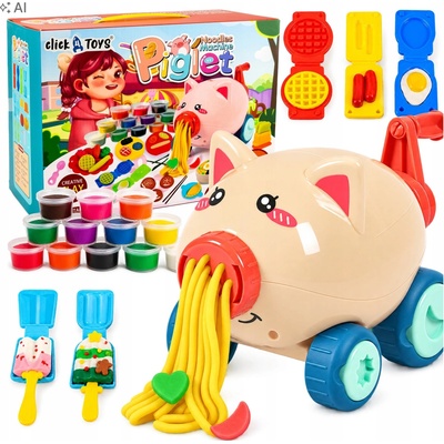 click4TOYS SADA NA PLASTELÍNU PRASIATKO STROJ NA CESTOVINY PRE DETI 43EL