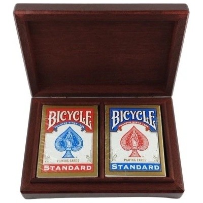 Двойна дървена кутия с подарък карти за игра (6907)