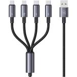 USAMS Sufeng Series кабел 4 в 1 USB-C/Lightning/MicroUSB 15W 1, 2m Alum (Usa001527)