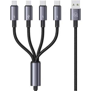 USAMS Sufeng Series кабел 4 в 1 USB-C/Lightning/MicroUSB 15W 1, 2m Alum (Usa001527)