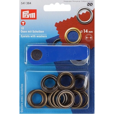 Průchodky PRYM kovové 14mm staromosaz s podložkou