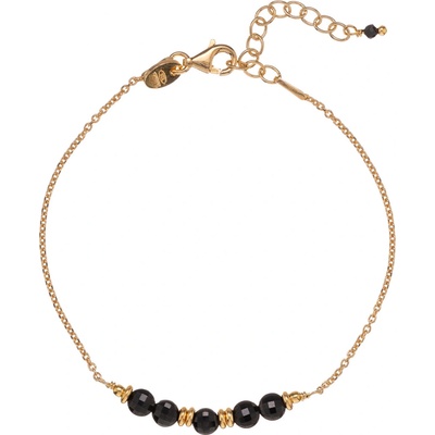 Alisia Módní pozlacený náramek s korálky z černého spinelu AL4898-Oro-Spinello