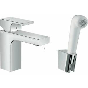 Hansgrohe Смесител за мивка Hansgrohe Vernis Shape 100, гланциран хром, с хигиеничен душ (71216000)