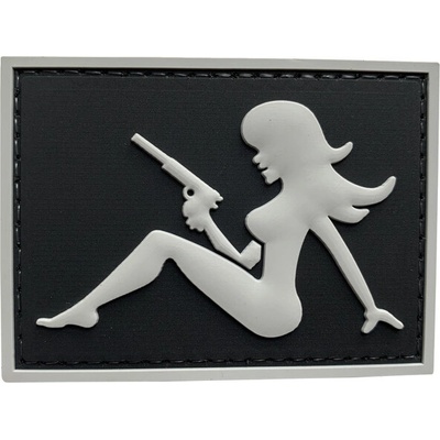 WARAGOD Nášivka 3D Girl with Pistol on Right Hand čierna 7x5cm