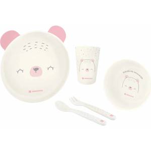 KikkaBoo Пластмасов сет за хранене KikkaBoo - Bear with Me, Pink (31302040134)