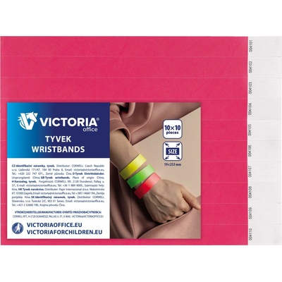 VICTORIA Identifikační náramky, 3/4, neon růžová, tyvek VICTORIA ,balení 100 ks 437915