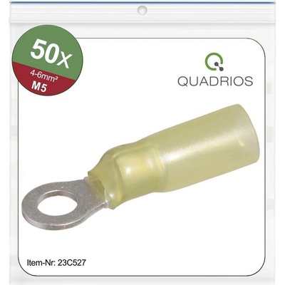 Quadrios 23C527 guľaté káblové oko Prierez=6 mm² Ø otvoru=5.3 mm čiastočne izolované žltá 50 ks