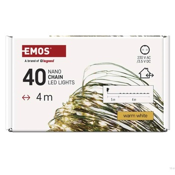 EMOS D3AW03 - Коледна NANO светлина, 4m, 40 LED крушки с нано проводник, IP44, 230V, топло бяла светлина (D3AW03)