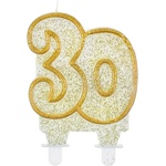 Godan Свещ за торта 30 - златна