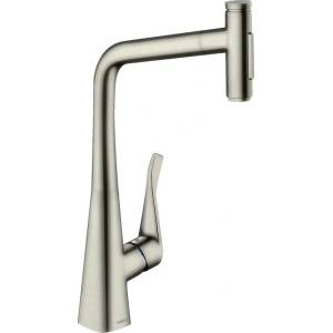 Hansgrohe Кухненски смесител Hansgrohe Metris M71 240 с издърпващ се душ, четкан хром, 2 струи 73822800 (73822800)