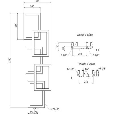 Mexen Grid W215-1360-390-00-70 1360 mm x 390 mm černý