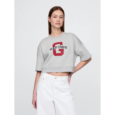 GAP Oversize crop mikina VintageSoft Americana šedá