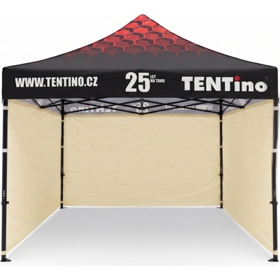 TENTino PROMO 3x3 m STEEL s potlačenou STRECHOU 2A - KRÉMOVÁ, konstrukce + střecha TENTino + 1x boční strana