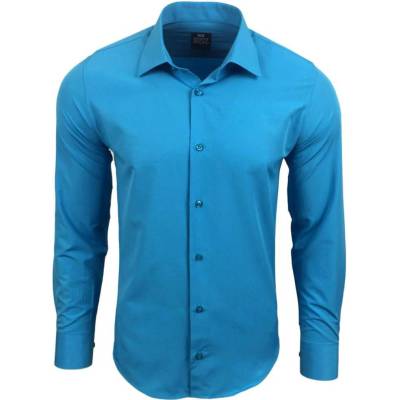 Rusty Neal košeľa pánska dlhý rukáv slim fit R-55 tyrkysová
