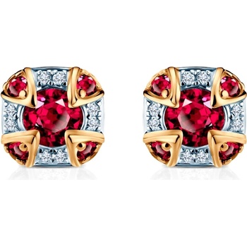 SAVICKI Обеци Rosavine: двуцветно злато, рубини, диаманти