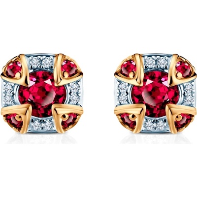 SAVICKI Обеци Rosavine: двуцветно злато, рубини, диаманти
