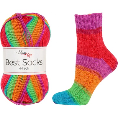 Pletací / háčkovací příze Vlna-Hep BEST SOCKS 4-fach 7723 barvy duhy, vzorovaná, ponožková, 100g/420m