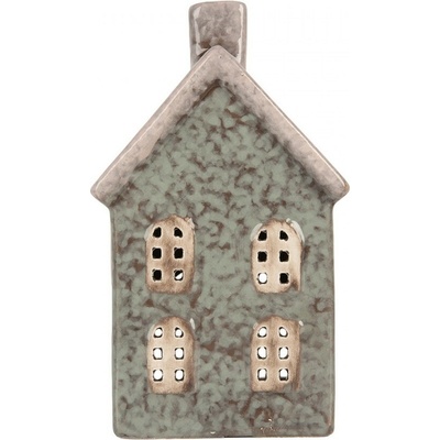 Zelený keramický domek na čajovou svíčku Lamont - 8*7*14 cm - Clayre & Eef