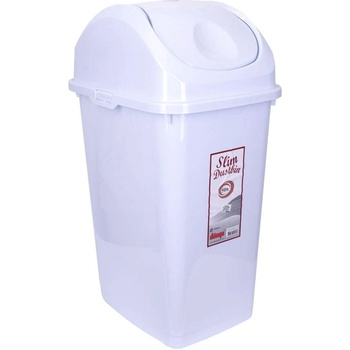 Image 1 of Dünya Plastik 50 л бял кош за боклук с люлеещ капак Dunya модел Slim (09405)