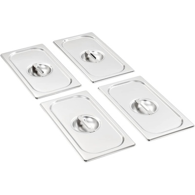 vidaXL Капаци за GN 1/3 съдове, 4 бр, неръждаема стомана (50898)