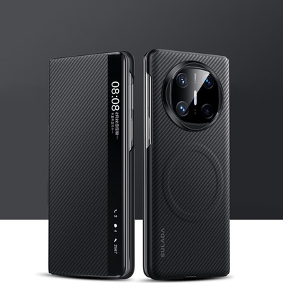 Huawei Калъф SULADA Kevlar за Huawei Mate X6 - смарт капак с прозорец, кожена текстура и магнитна функция, различни цветове
