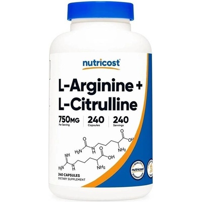 Nutricost L-Arginine + L-Citrulline, 750 mg, 240 капсули, Nutricost (71253 (288201) NC)