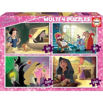 EDUCA Disney Princezny a padouši 4v1 50,80,100,150 dielov