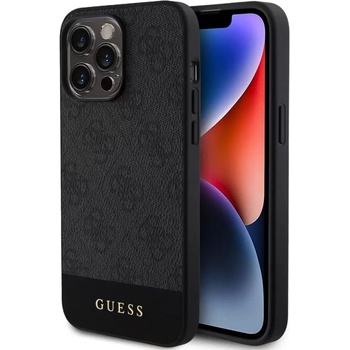 GUESS Калъф GUESS 4G Stripe за iPhone 15 Pro, GUHMP15LG4GLGR, Черен (GUHMP15LG4GLGR)