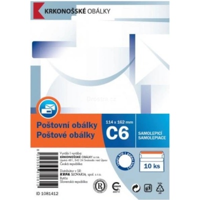 Krpa Obálka C6 samolepící 114x162mm 10ks