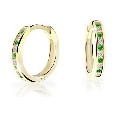 Cutie Jewellery kruhové náušnice zo žltého zlata C3343-80-X-1 zelená