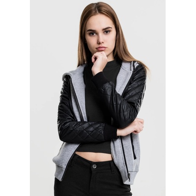 Urban Classics Дамски суичър Urban Classics с кожени ръкави gry/blk XSUB-TB785-00119 - Сив, размер XS