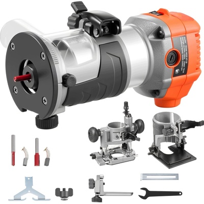 SucceBuy Frézka na drevo 710 W Nastaviteľná Hĺbka rezu 0-20/35 MM S 3 základňami
