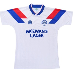 Team Футболна фланелка Team Mens Team Rangers Retro Away Shirt 90/92 - White/Blue