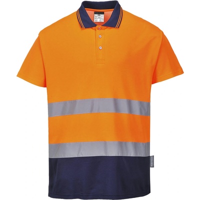 Portwest hi-vis cotton s174 / Светлоотразителна функционална поло тениска - hv оранжево/тъмносиньо s (s174onrs)