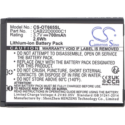 Cameron Sino - Съвместим с ALCATEL 2010D, One Touch 356, One Touch 665 CAB22B0000C1 LiIon, 700 mAh, 3.7 V; CS-OT665SL (CS-OT665SL)