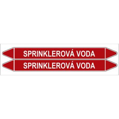 Značení potrubí, sprinklerová voda,2 ks, 450 × 52 mm PZ 008540