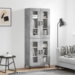 vidaXL Висок шкаф, бетонно сив, 69, 5x34x180 см, инженерно дърво (3198277)