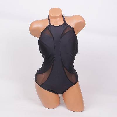 Ефектен цял бански в черен цвят с тюл - чашка c и d