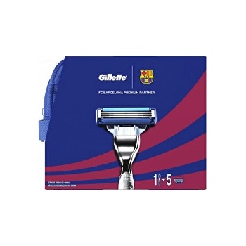 Gillette Mach3 FC Barcelona Holicí strojek Mach3 + náhradní hlavice Gillette Mach3 5 ks + Zklidňující gel na holení Mach3 Extra Comfort Shave Gel 75 ml dárková sada