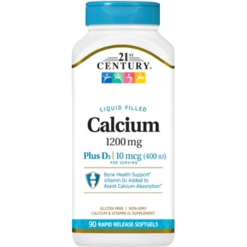 21st Century Calcium 1200 mg + D3 Liquid [90 Гел капсули]