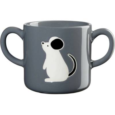 ASA Selection Porcelánový hrnček Buddies šedý s myškou 250 ml