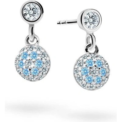 Danfil dětské náušnice C2150 z bílého zlata s kamínky Arctic Blue zapínání balónek