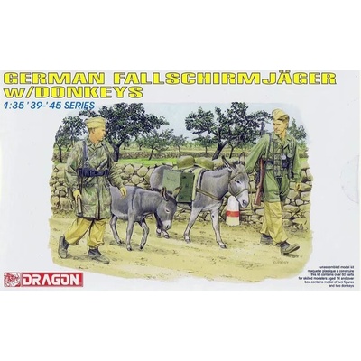 DRAGON Model Kit figurky 6077 GERMAN FALLSCHIRMJAGER w/DONKEYS 34 6077 1:35