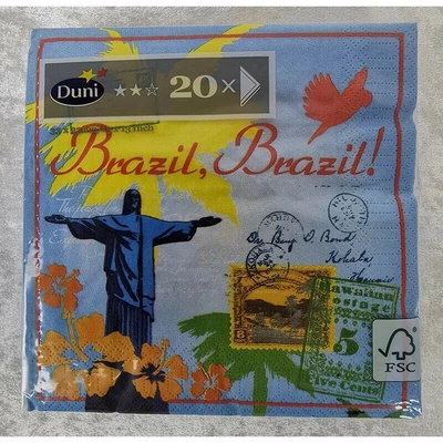 Duni dekorované obrúsky Brazil modré 33x33 cm 20 ks